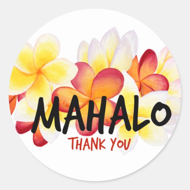 Sticker Rond Mahalo Plumeria (Devant)