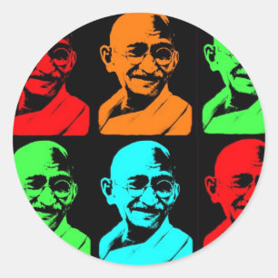 Sticker Rond Mahatma Gandhi Collage