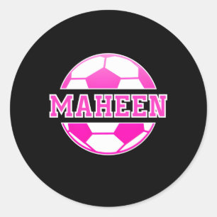 Sticker Rond Maheen Nom Football Jouer Football Sports Fan Ball