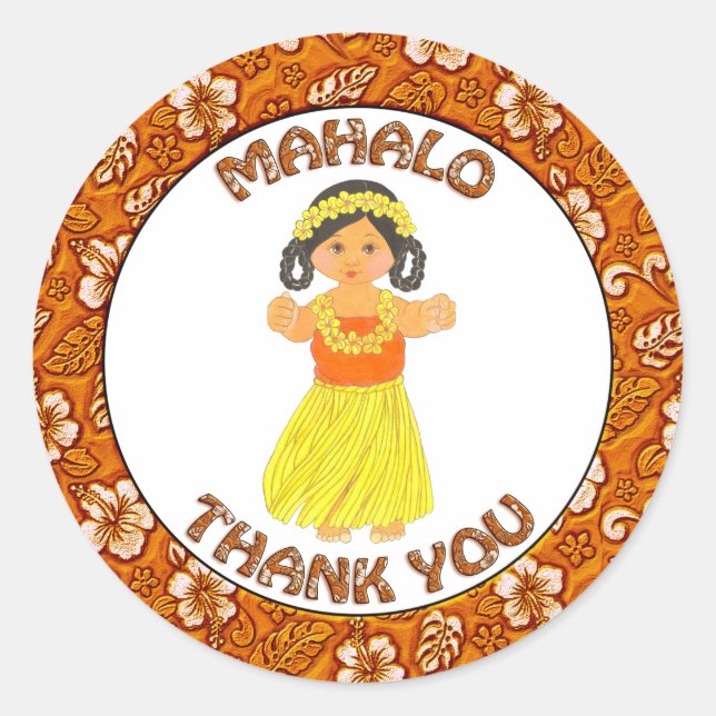 Sticker Rond Mahola Merci ~ Hawaii ~ Autocollantes hawaïennes (Devant)