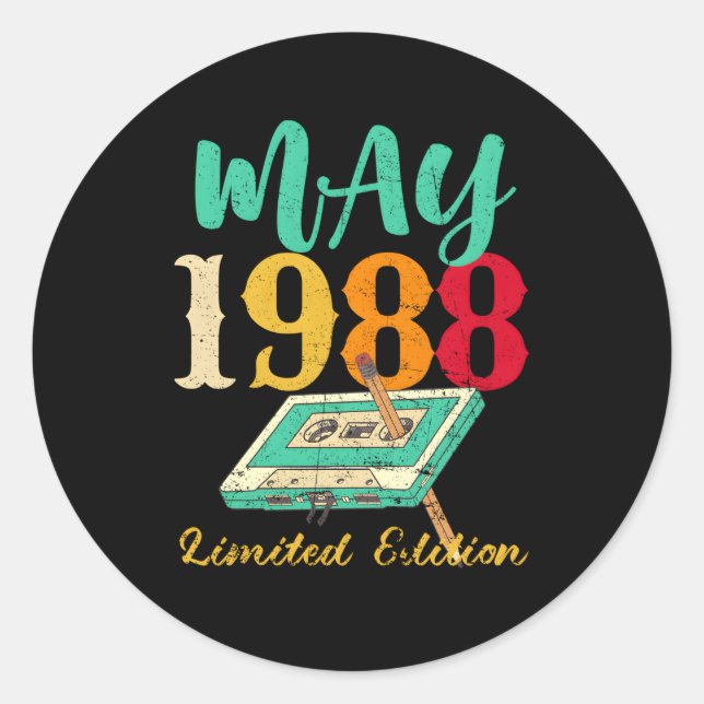 Sticker Rond Mai 1988 Cassette Crayon 35E (Devant)