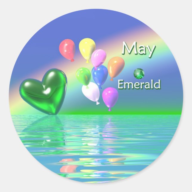 Sticker Rond Mai Anniversaire Emerald Heart (Devant)