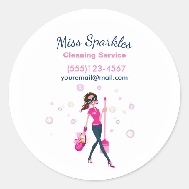 Sticker Rond Maid Maid tendance à la maison (Devant)