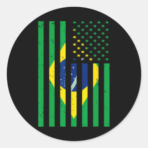 Sticker Rond Maillot Brésil Brasil Football Usa Drapeau Amériqu