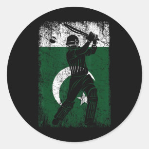 Sticker Rond Maillot de cricket avec drapeau du Pakistan Fan Jo