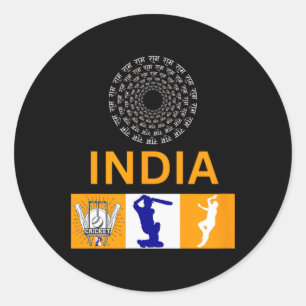 Sticker Rond Maillot de cricket d'Inde Cricket en Inde aux État