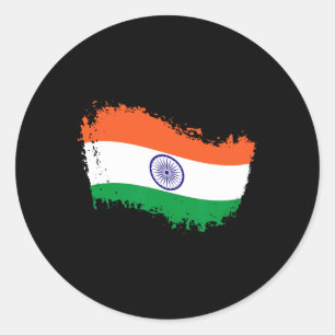 Sticker Rond Maillot de cricket d'Inde Drapeau de cricket indie