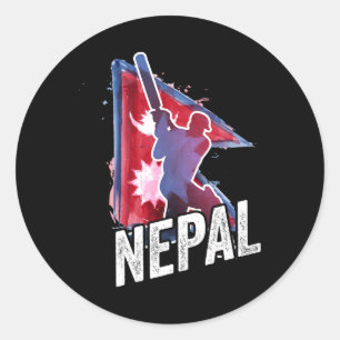 Sticker Rond Maillot de cricket du Népal Supporter du drapeau n