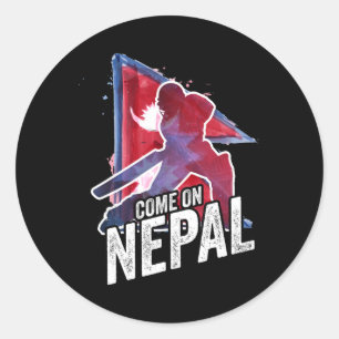 Sticker Rond Maillot de cricket du Népal Supporter du drapeau n