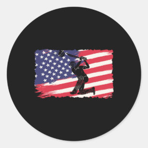 Sticker Rond Maillot de cricket Usa Amérique Cricket 