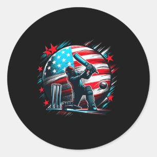 Sticker Rond Maillot de cricket Usa Amoureux de l'équipe de cri