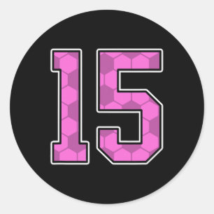 Sticker Rond Maillot de footballeur rose à motif numéro 15 unif