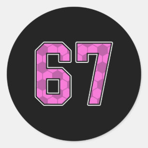 Sticker Rond Maillot de footballeur rose motif numéro 67 unifor