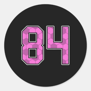 Sticker Rond Maillot de footballeur rose motif numéro 84 unifor