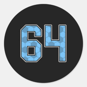 Sticker Rond Maillot de joueur de football bleu motif numéro 64