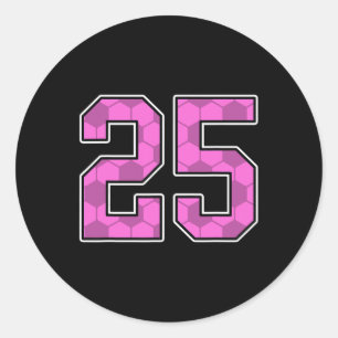 Sticker Rond Maillot de joueur de football rose motif numéro 25