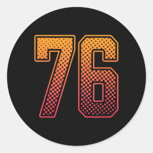 Sticker Rond Maillot de joueur de sport orange rouge numéro 76