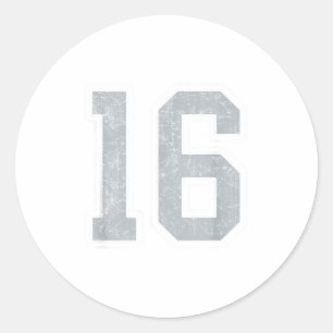 Sticker Rond Maillot de joueur numéro 16 blanc argenté uniforme