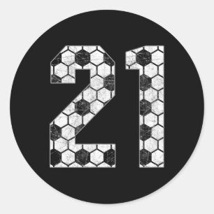 Sticker Rond Maillot de joueur préféré de maman de foot #21 J'a