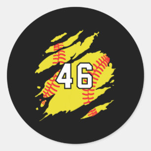 Sticker Rond Maillot de softball numéro #46 Joueur de sport Fan