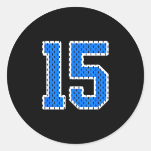 Sticker Rond Maillot de sport bleu vif numéro 15
