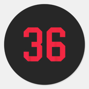 Sticker Rond Maillot Joueur Uniforme Rouge Et Noir Numéro 36 #3