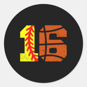 Sticker Rond Maillot numéro 16 Softll Sketll Drôle de 16e anniv