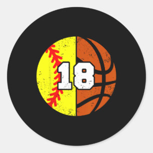 Sticker Rond Maillot Numéro 18 Softll Sketll Drôle 18e Annivers
