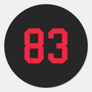 Sticker Rond Maillot rouge et noir numéro 83 Joueur uniforme #8