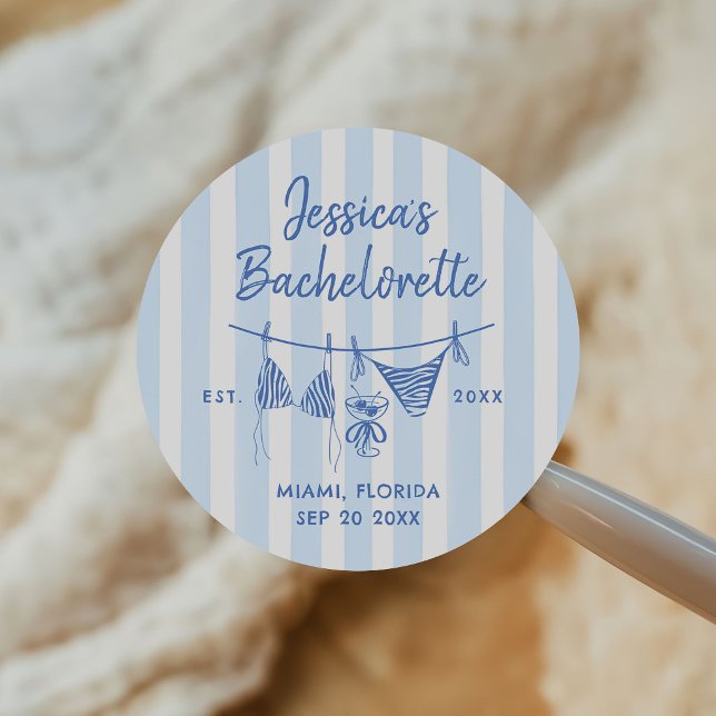 Sticker Rond Maillots de bain dessinés à la main Week-end de cé (Créateur téléchargé)