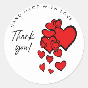 Sticker Rond Main Amour Artisanal avec Cluster de Cœur
