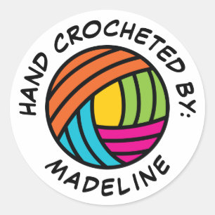 Sticker Rond Main Crochée par   Ajouter Votre Nom
