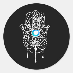 Sticker Rond Main de Hamsa mauvais œil Namaste Yoga Méditation