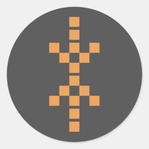 Sticker Rond Main de pixel d'autocollant (orange) d'Eris
