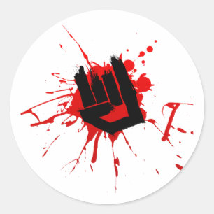 Sticker Rond Main de roche - métal d'alternative de bande de