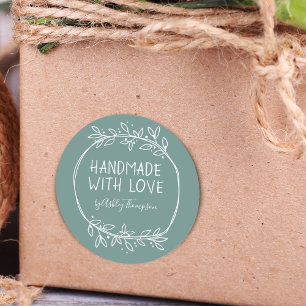 Sticker Rond Main dessinée à la main avec amour Personnalisé Tu