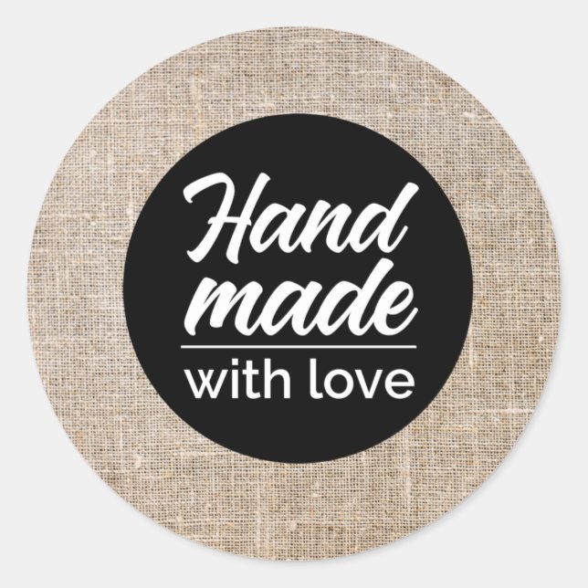 Sticker Rond Main faite avec amour (Devant)