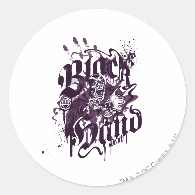 Sticker Rond Main noire - Collage violet (Devant)