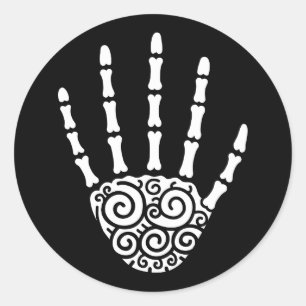 Sticker Rond Main squelette spirale