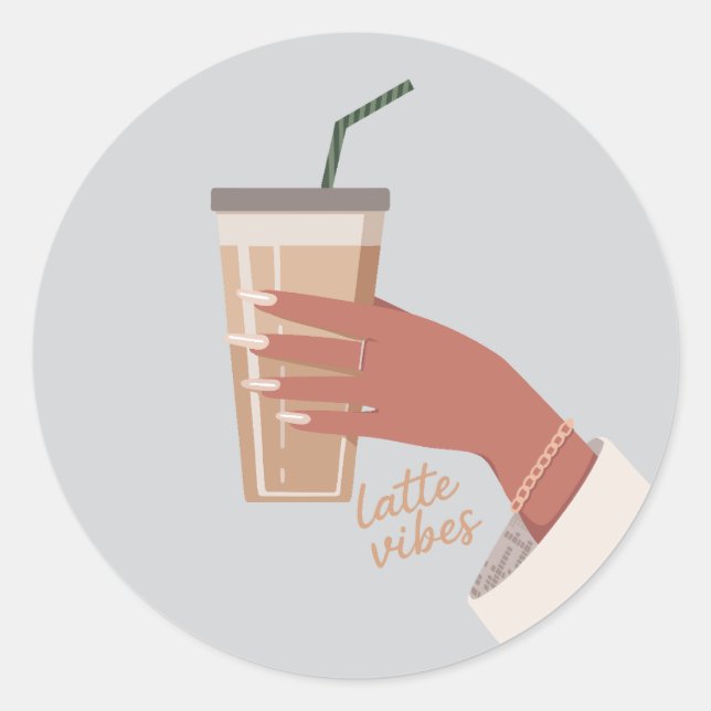 Sticker Rond Main tenant une tasse de café (Devant)