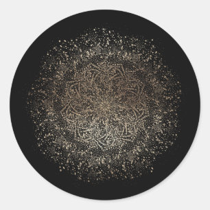 Sticker Rond Main Whimsical Formal tiré Mariage noir et or