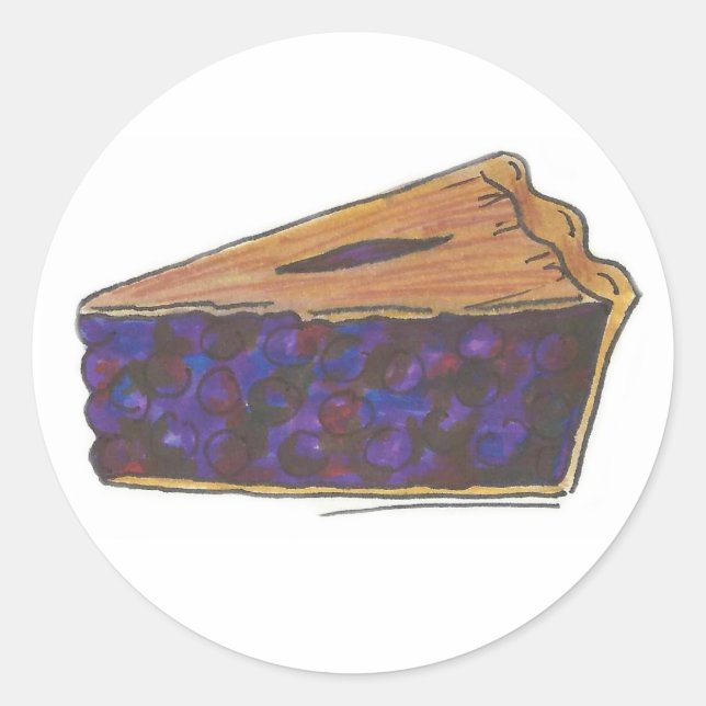 Sticker Rond Maine Blueberry Pie Slice Baking Footy Baked Good (Devant)