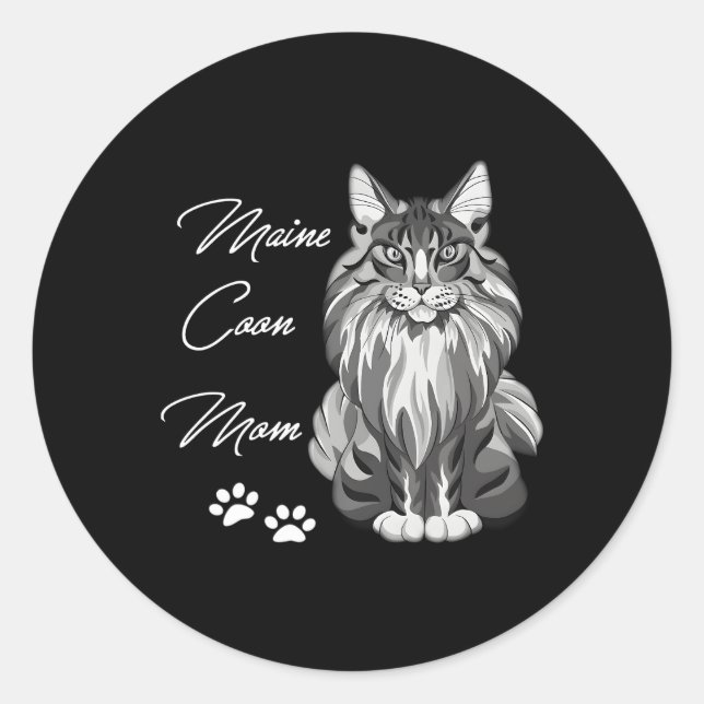 Sticker Rond Maine Coon Chat Maman (Devant)