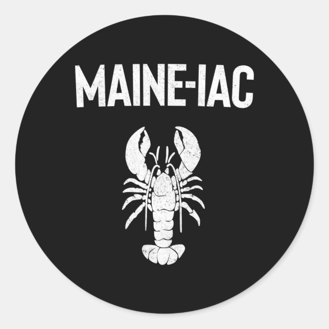 Sticker Rond Maine Homard fou Homard Manger Pêche Maine (Devant)