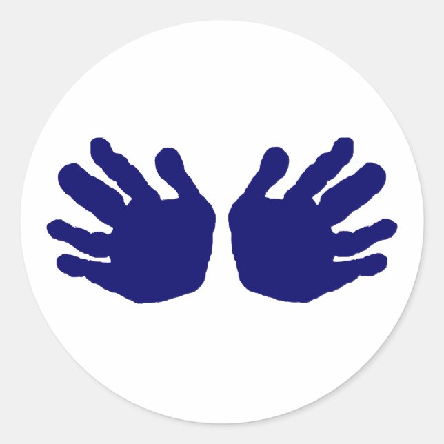 Sticker Rond Mains Bleu Dk Le MUSÉE Zazzle Cadeaux (Devant)
