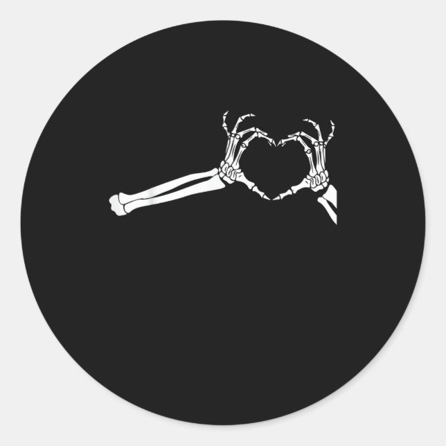 Sticker Rond Mains Coeur Squelette Drôle. Halloween Costume pea (Devant)
