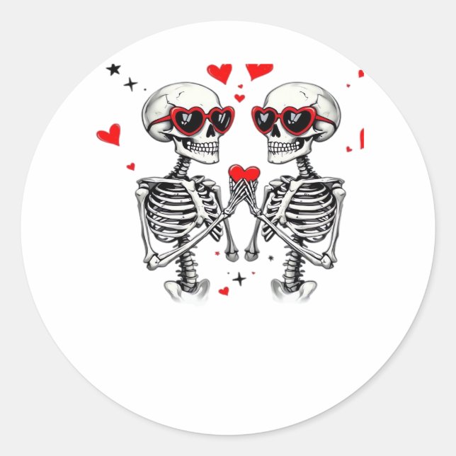 Sticker Rond Mains Coeur Squelette Pour Trending (Devant)