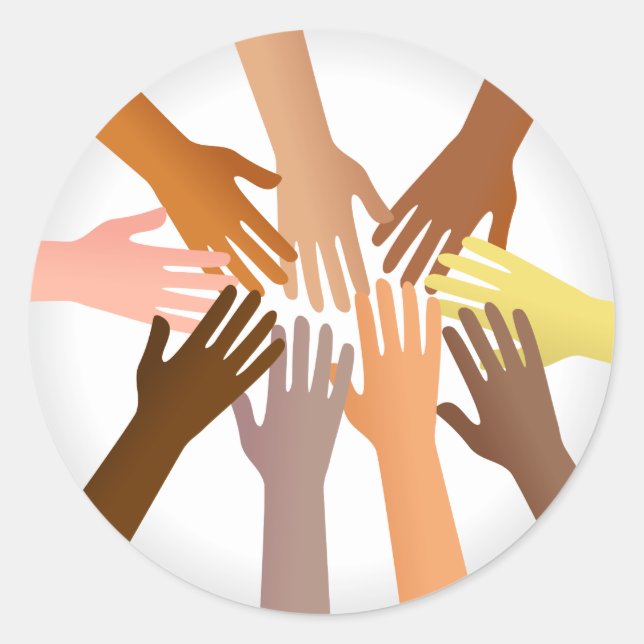 Sticker Rond Mains colorées (Devant)