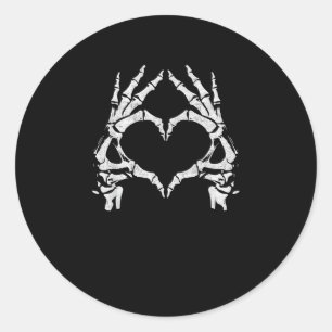 Sticker Rond Mains de coeur de squelette - Halloween - Mains de