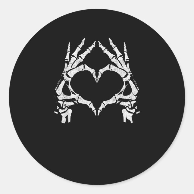 Sticker Rond Mains de coeur de squelette - Halloween - Mains de (Devant)